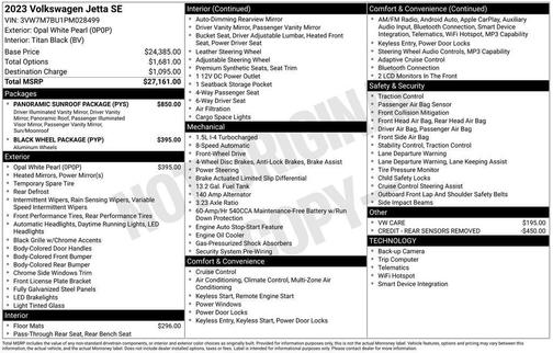 Opal White Pearl 2023 Volkswagen Jetta 1.5T SE
