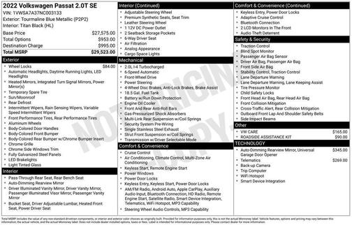 Tourmaline Blue Metallic 2022 Volkswagen Passat 2.0T SE