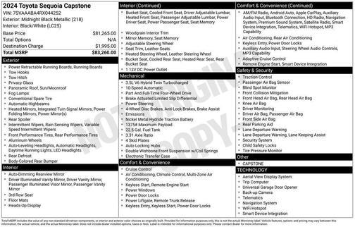 Midnight Black Metallic 2024 Toyota Sequoia Capstone