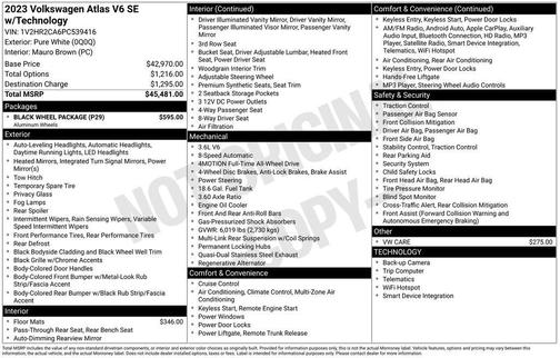 2023 Volkswagen Atlas 3.6L SE w/Technology