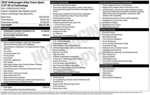 2025 Volkswagen Atlas Cross Sport 2.0T SE w/Technology 4MOTION