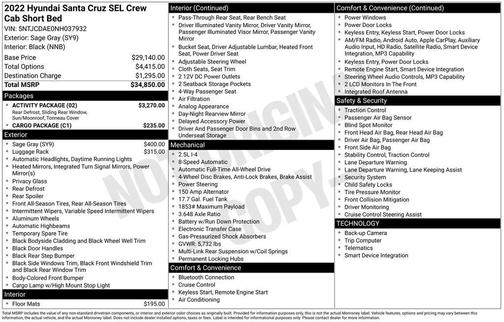 Sage Gray 2022 Hyundai SANTA CRUZ SEL