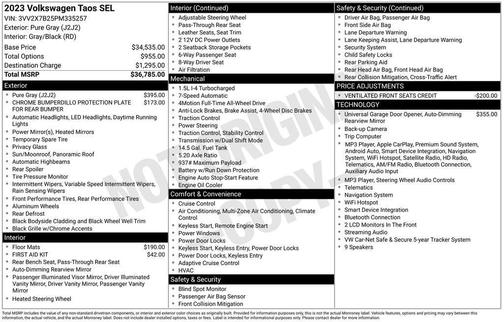 Pure Gray 2023 Volkswagen Taos 1.5T SEL