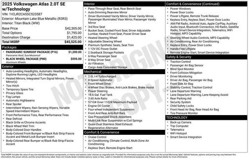 2025 Volkswagen Atlas 2.0T SE w/Technology