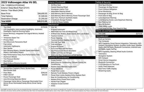 Deep Black 2023 Volkswagen Atlas 3.6L SEL