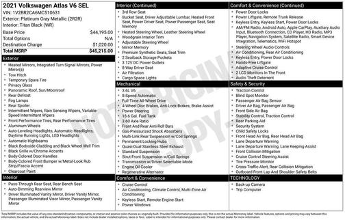 2021 Volkswagen Atlas 3.6L SEL