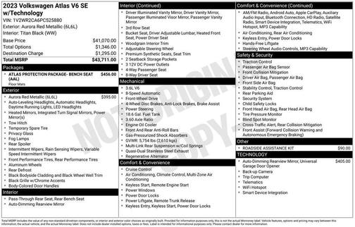 Aurora Red Metallic 2023 Volkswagen Atlas 3.6L SE w/Technology