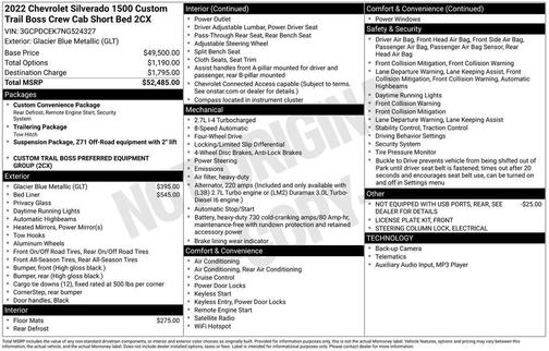 2022 Chevrolet Silverado 1500 Custom Trail Boss