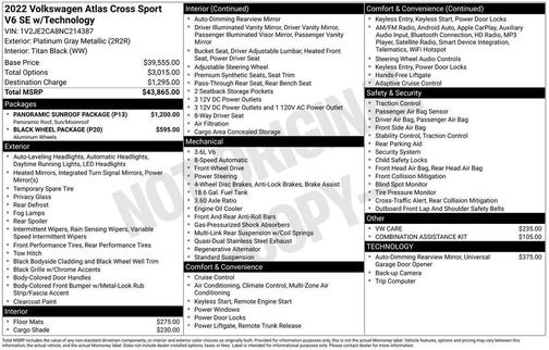 2022 Volkswagen Atlas Cross Sport 3.6L V6 SE w/Technology