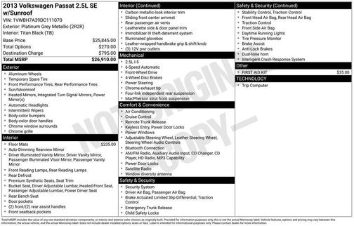 2013 Volkswagen Passat 2.5 SE