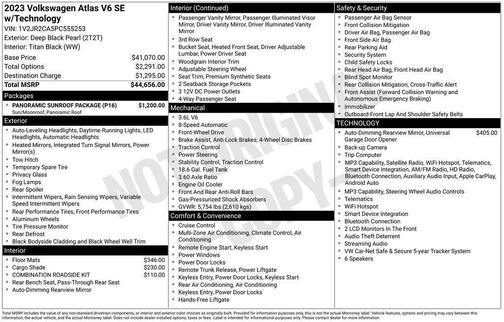 Deep Black Pearl 2023 Volkswagen Atlas 3.6L SE w/Technology
