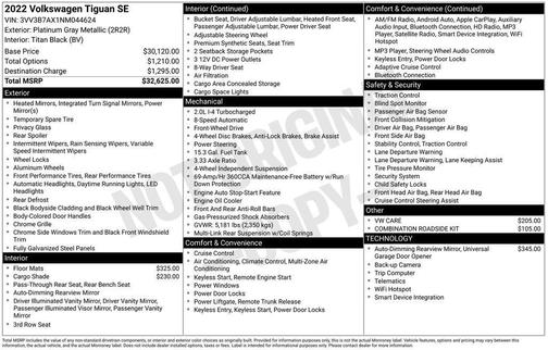 2022 Volkswagen Tiguan 2.0T SE