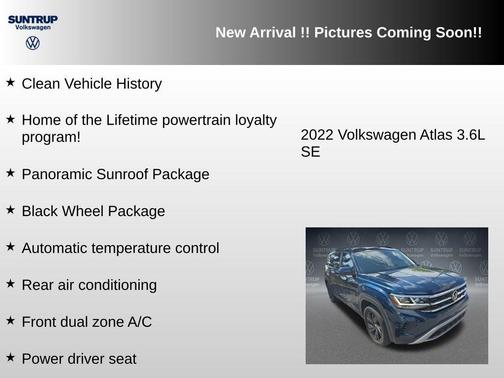 Blue Metallic 2022 Volkswagen Atlas 3.6L SE w/Technology