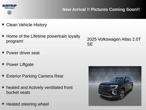 Deep Black Pearl 2025 Volkswagen Atlas 2.0T SE w/Technology