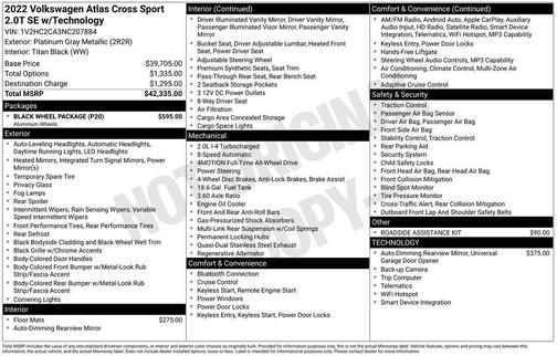 2022 Volkswagen Atlas Cross Sport 2.0T SE w/Technology 4MOTION