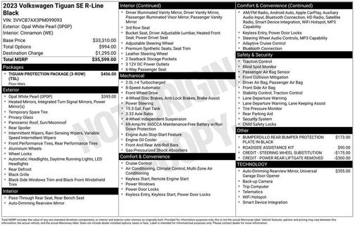 2023 Volkswagen Tiguan 2.0T SE R-Line Black