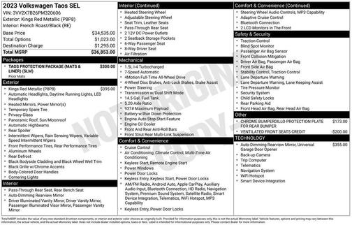 Red Metallic 2023 Volkswagen Taos 1.5T SEL