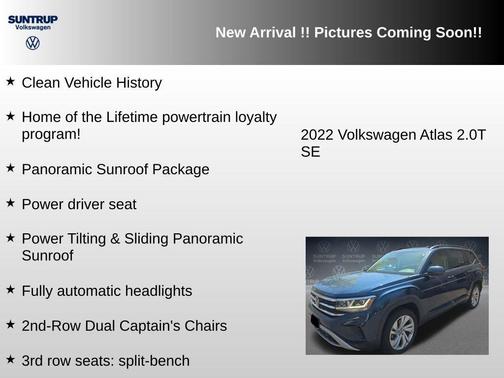 Tourmaline Blue Metallic 2022 Volkswagen Atlas 2.0T SE w/Technology 4MOTION