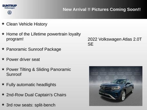Tourmaline Blue Metallic 2022 Volkswagen Atlas 2.0T SE w/Technology 4MOTION