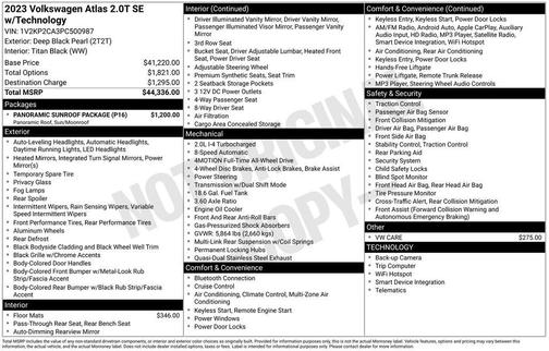 2023 Volkswagen Atlas 2.0T SE w/Technology 4MOTION