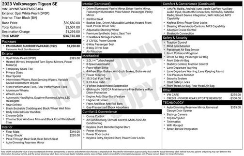 Opal White Pearl 2023 Volkswagen Tiguan 2.0T SE