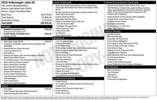 2025 Volkswagen Jetta 1.5T SE
