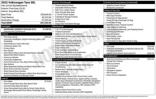 Pure Gray 2022 Volkswagen Taos 1.5T SEL