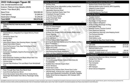 Platinum Gray Metallic 2023 Volkswagen Tiguan 2.0T SE