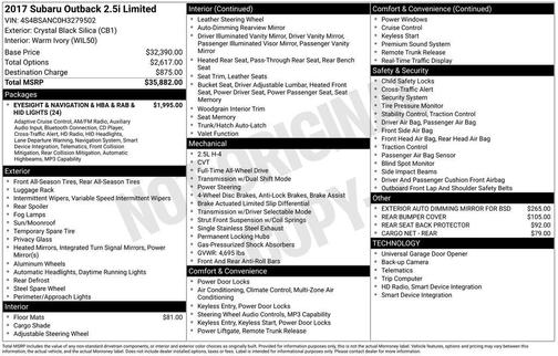 2017 Subaru Outback 2.5i Limited