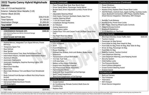 2022 Toyota Camry Nightshade Edition Hybrid
