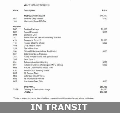 2022 Mercedes-Benz C-Class C 300 4MATIC