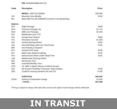 2022 Mercedes-Benz GLA 250 4MATIC