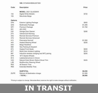 2021 Mercedes-Benz GLA 250 Base 4MATIC