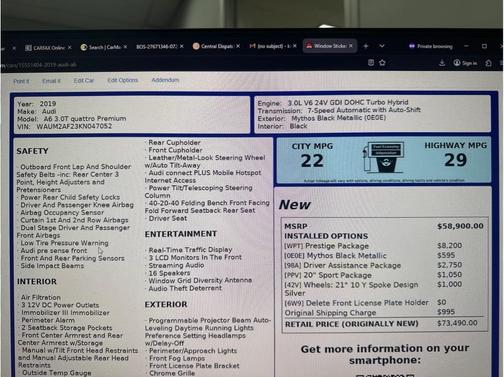 2019 Audi A6 55 Prestige