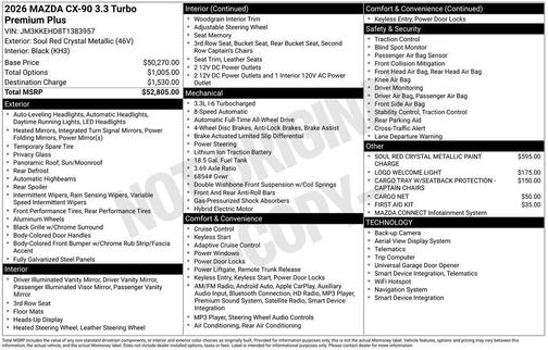 Soul Red Crystal Metallic 2026 Mazda CX-90 3.3 Turbo Premium Plus
