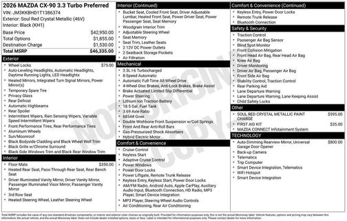 Soul Red Crystal Metallic 2026 Mazda CX-90 3.3 Turbo Preferred