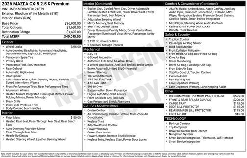 Rhodium White Metallic 2026 Mazda CX-5 2.5 S