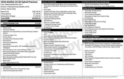 Polymetal Gray Metallic 2026 Mazda CX-50 Hybrid Premium