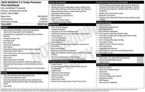 Jet Black Mica 2026 Mazda Mazda3 2.5 Turbo AWD