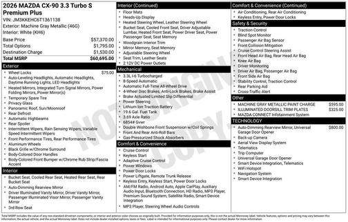 Machine Gray Metallic 2026 Mazda CX-90 3.3 Turbo S Premium Plus