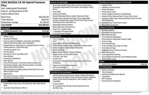 Jet Black Mica 2026 Mazda CX-50 Hybrid Premium Plus