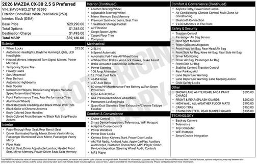 2026 Mazda CX-30 2.5 S Preferred Package