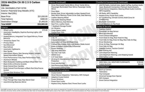 Polymetal Gray Metallic 2026 Mazda CX-30 2.5 S Carbon Edition