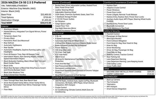 machine gray metallic 2026 Mazda CX-50 2.5 S Preferred Package