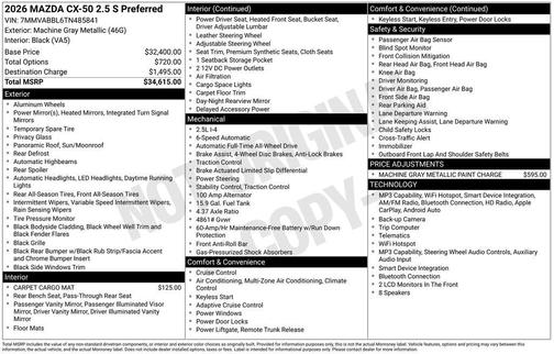 Machine Gray Metallic 2026 Mazda CX-50 2.5 S Preferred Package