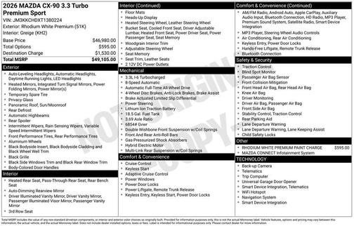 2026 Mazda CX-90 3.3 Turbo Premium Sport