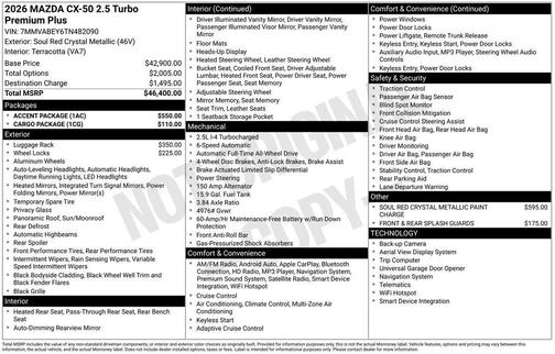 Red Crystal 2026 Mazda CX-50 2.5 Turbo Premium Plus Package