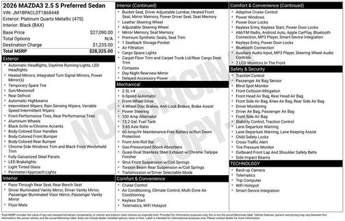 2026 Mazda Mazda3 FWD w/Preferred Package