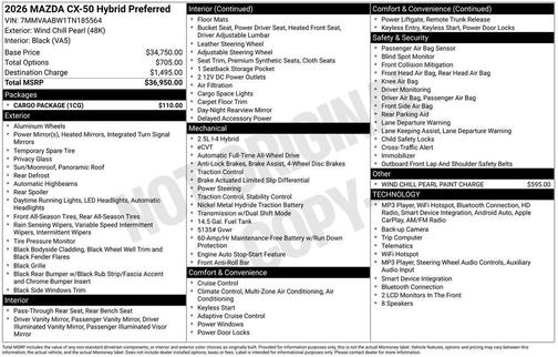 Wind Chill Pearl 2026 Mazda CX-50 Hybrid Preferred