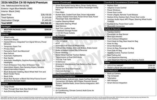 Ingot Blue Metallic 2026 Mazda CX-50 Hybrid Premium